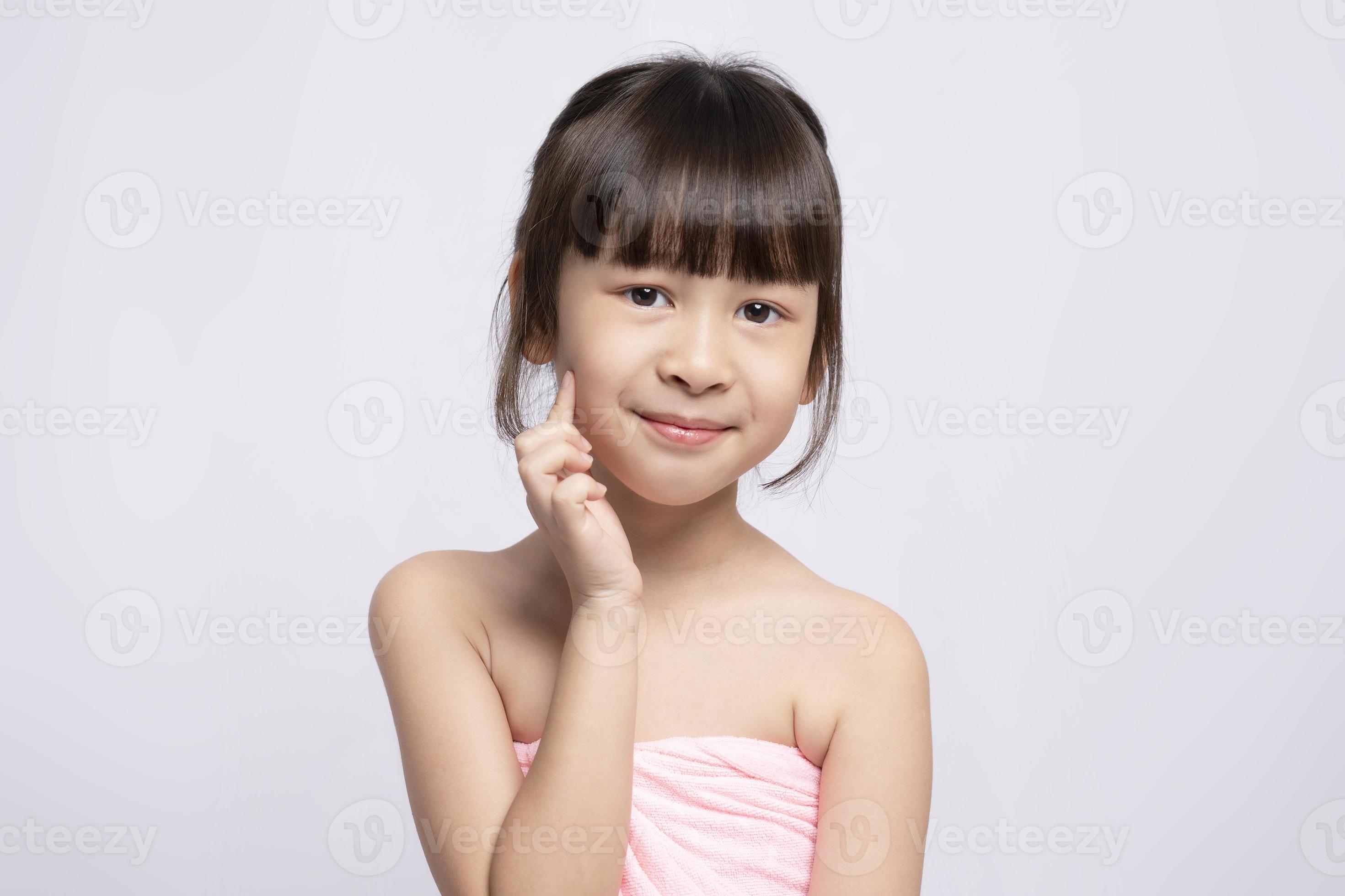 young young girls Asian young girl bright face on white background, Skin care beauty  treatments concept. White model with clean, health skin of face. Children's  products 13123804 Stock Photo at Vecteezy