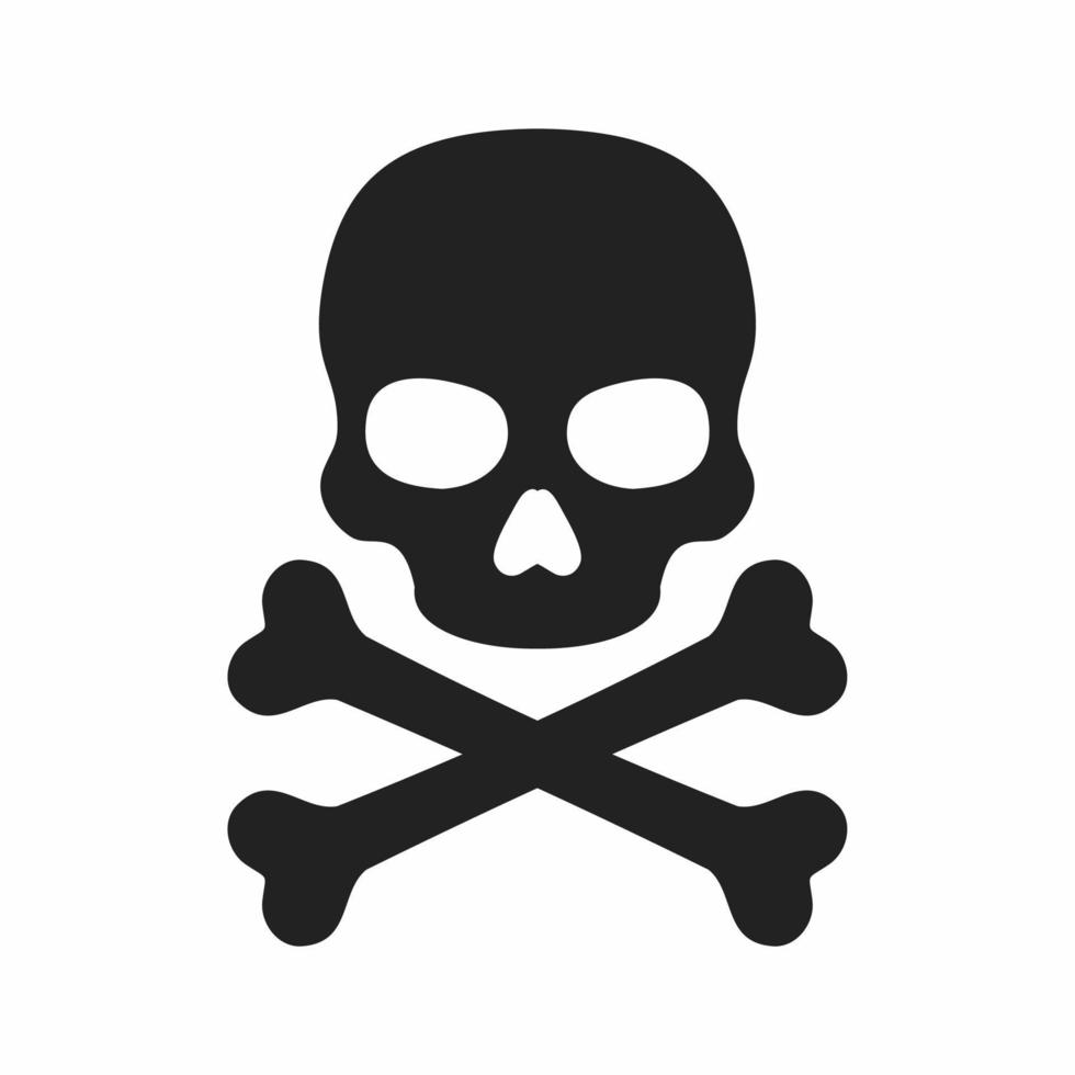 skull and bones flat icon vector