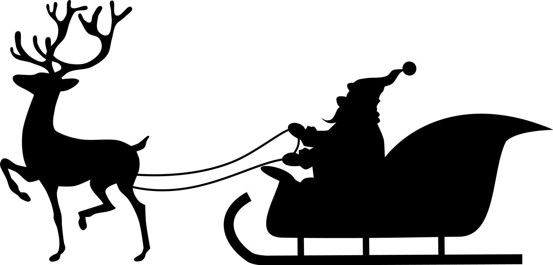 Black Santa sleigh silhouette vector
