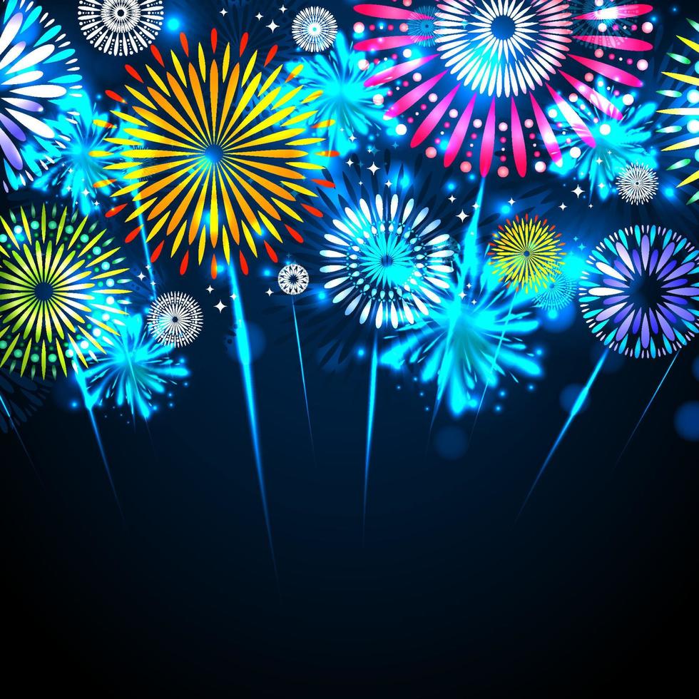 Colorful Firework on Night Sky Background vector