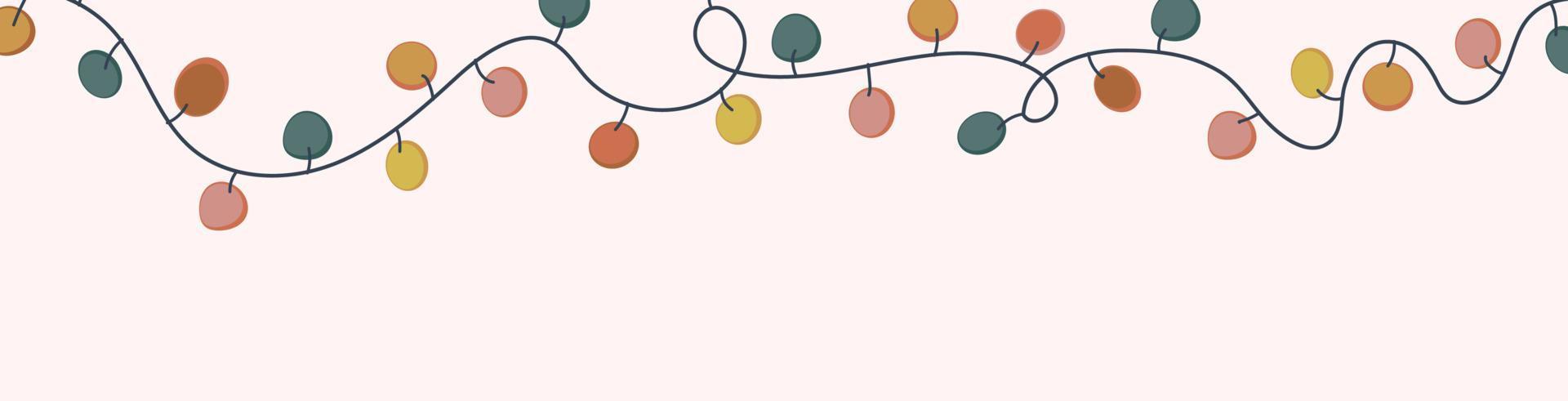 Horizontal background with christmas lights vector illustration