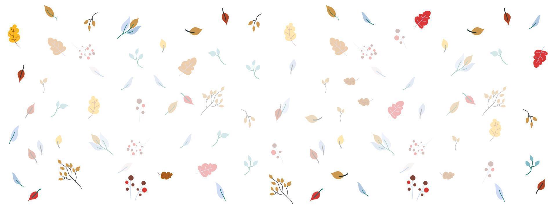 Autumn leaves and berries background vector illustration