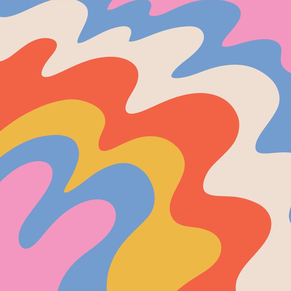 Fondo maravilloso psicodélico abstracto dibujado a mano. ilustración de vector ondulado retro en estilo psicodélico hippie de moda de los años 70