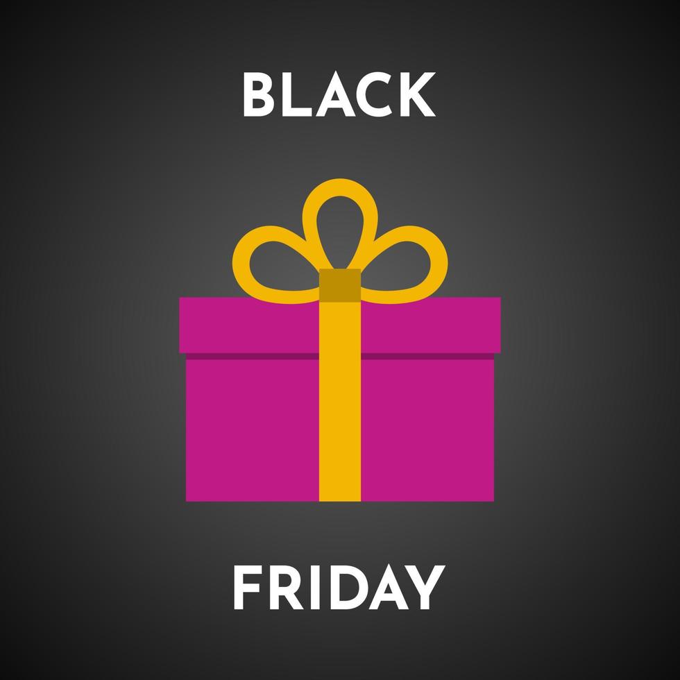Black friday sale background with gift box. Brochure or banner template. Vector illustration