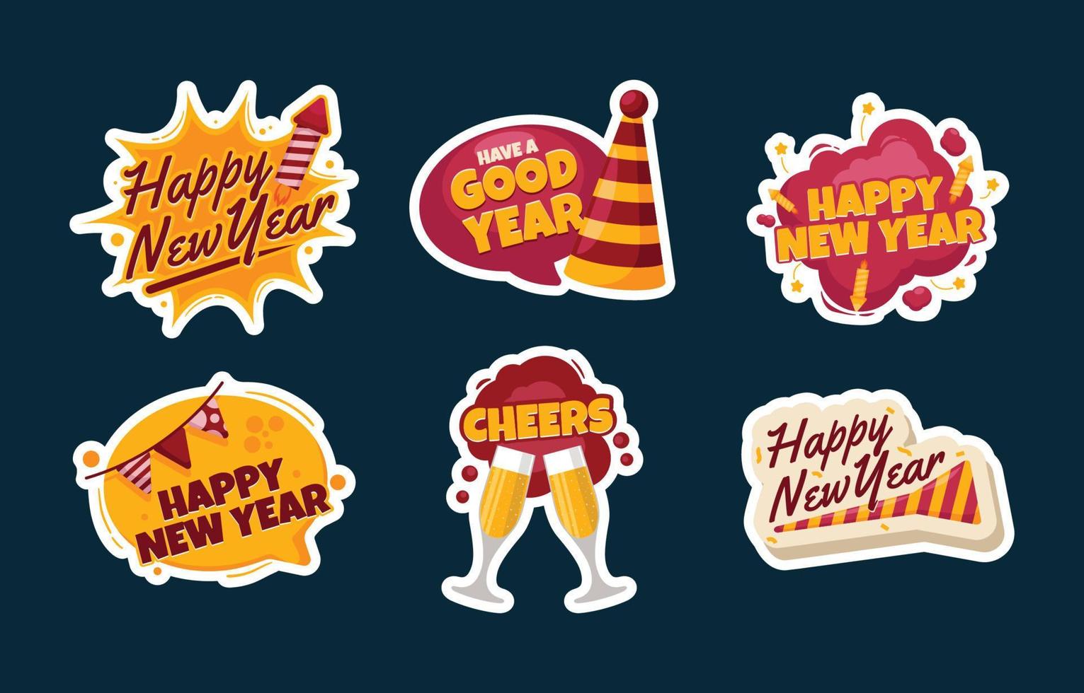 Set of New Year Greeting Stickers vector