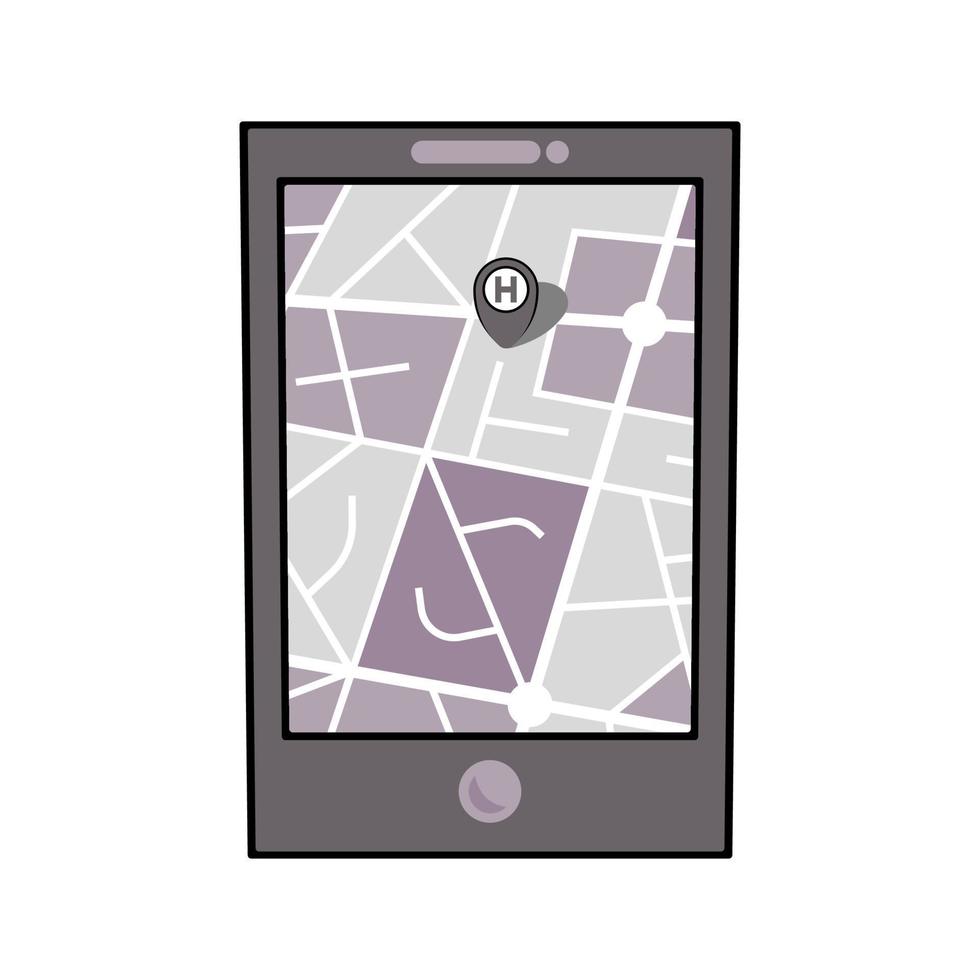 Mobile phone with city map. Vector illustration