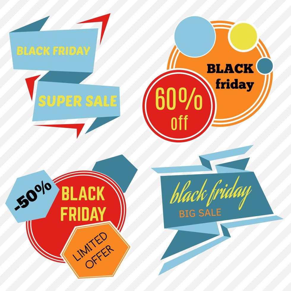 Black Friday Sale Vector Badges and Labels. Set of Black Friday Stickers and Banners.