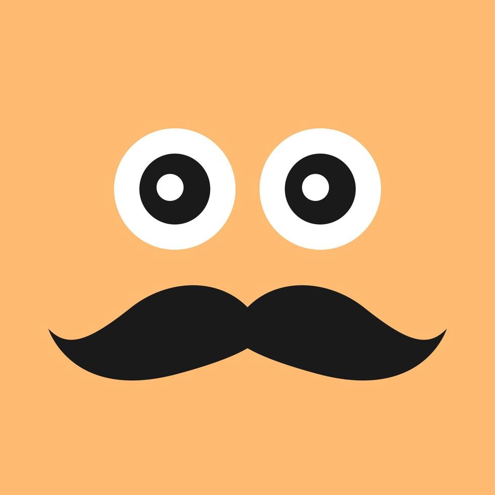 Serious face with a mustache on color background. Vector illustration