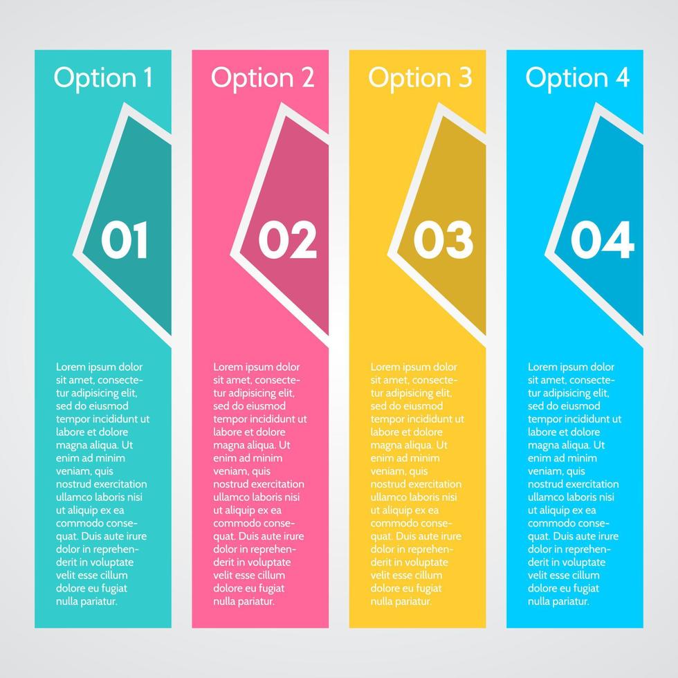 Four elements of infographic design. Step by step infographic design template. Vector illustration