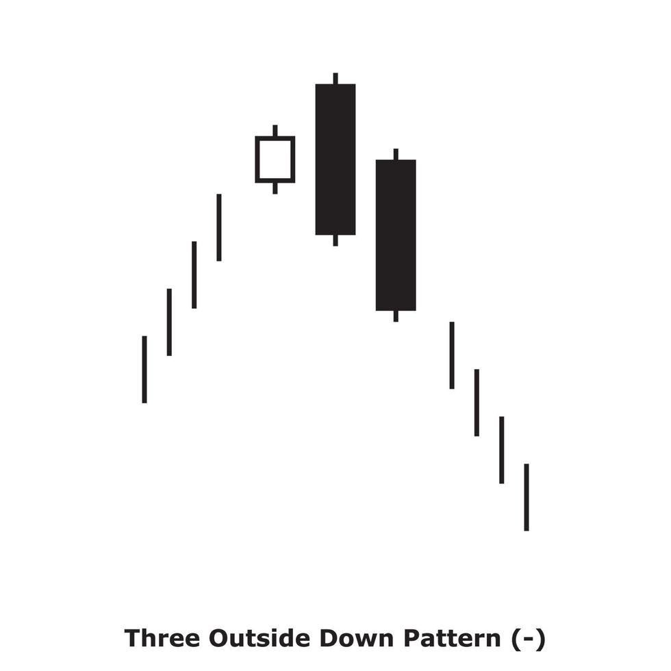 Three Outside Down Pattern - White and Black - Square vector