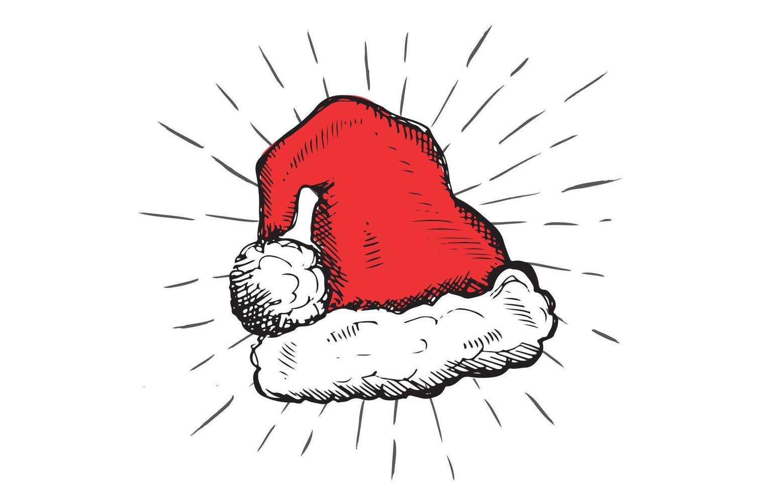 Sketch of Santa Hat Hand drawn illustration vector