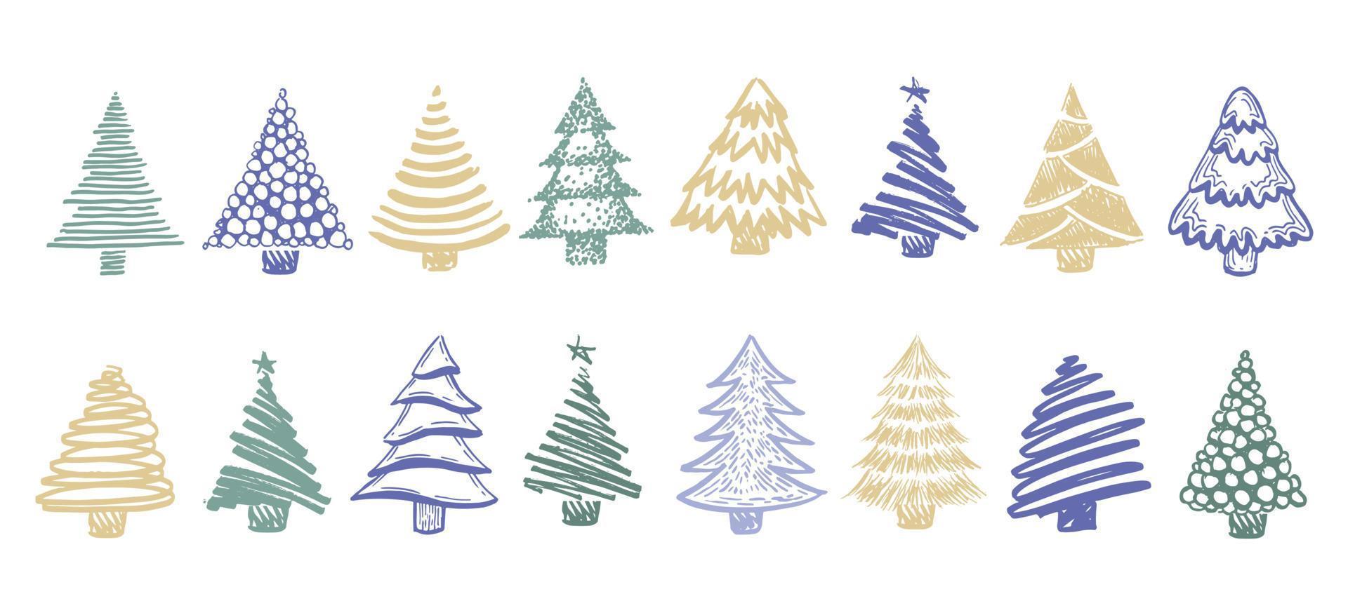 Christmas tree hand drawn illustrations. Vector. vector