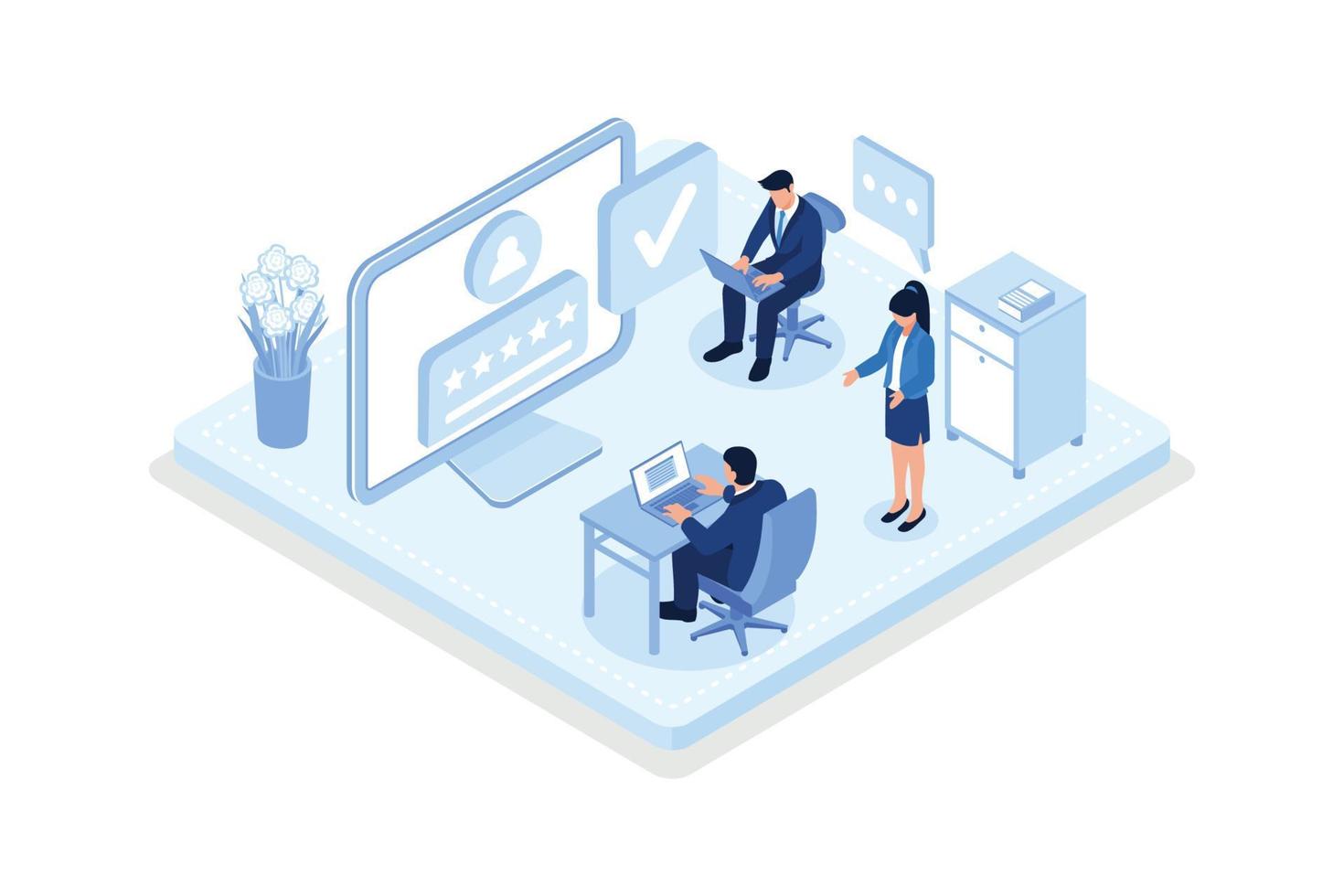 Hr managers searching new employee, Job recruitment process concept, isometric vector modern illustration
