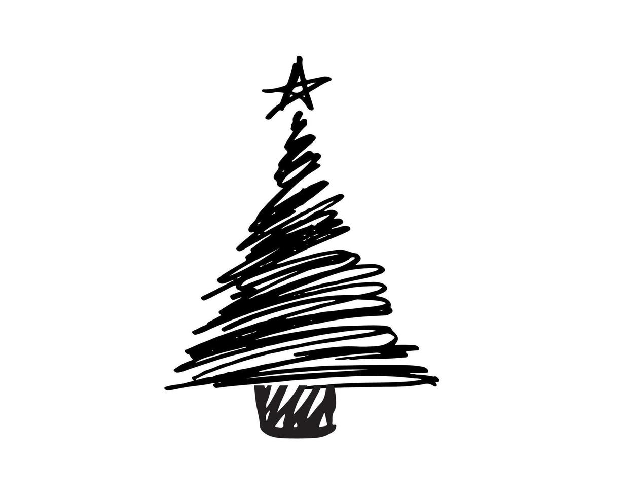 Christmas tree hand drawn illustrations. Vector. vector