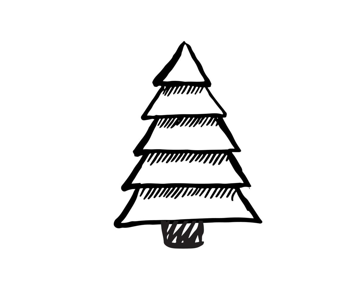 ilustraciones dibujadas a mano del árbol de navidad. vector. vector