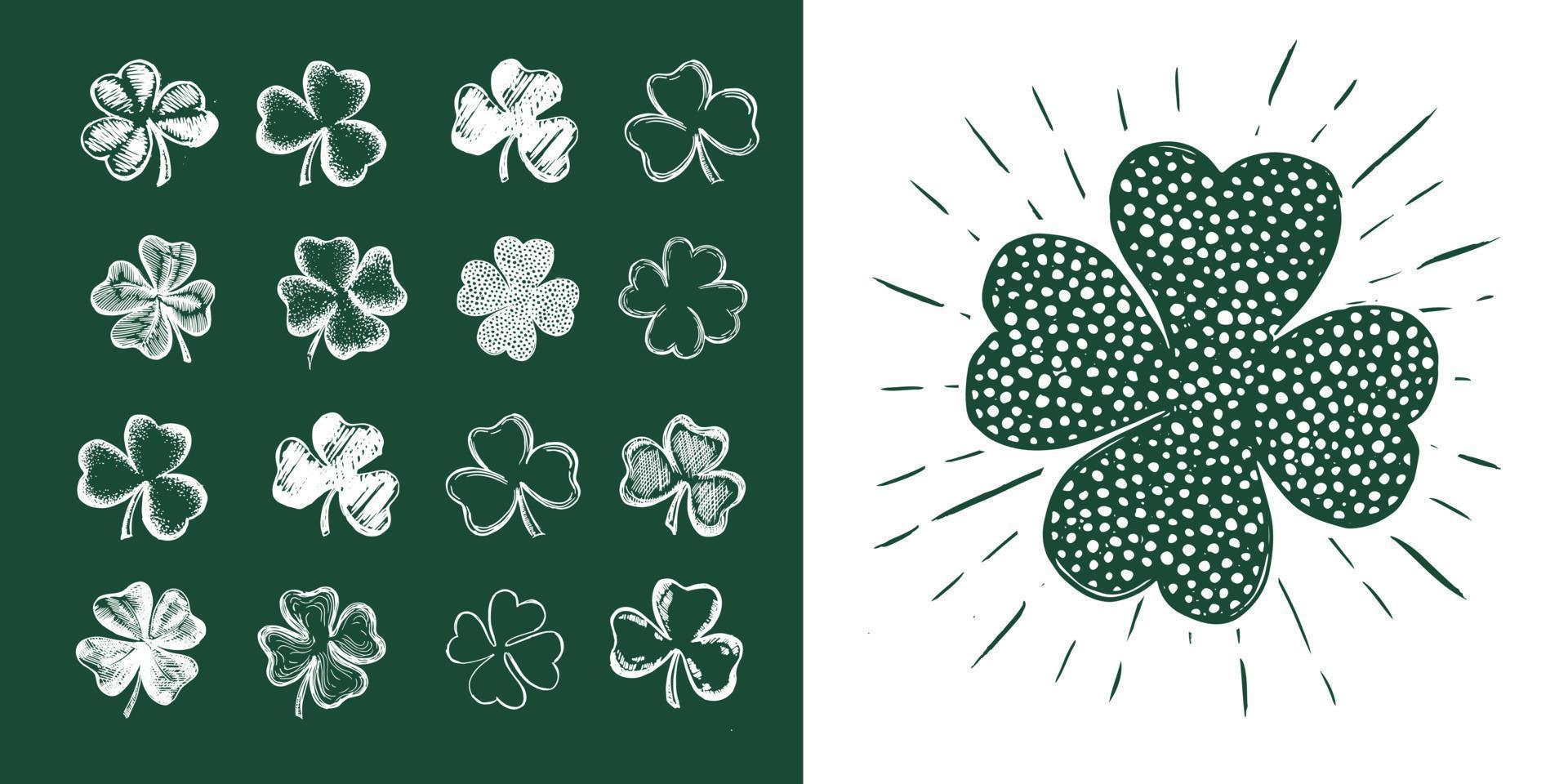 Clover set. Patrick's day. Hand drawn illustration. vector