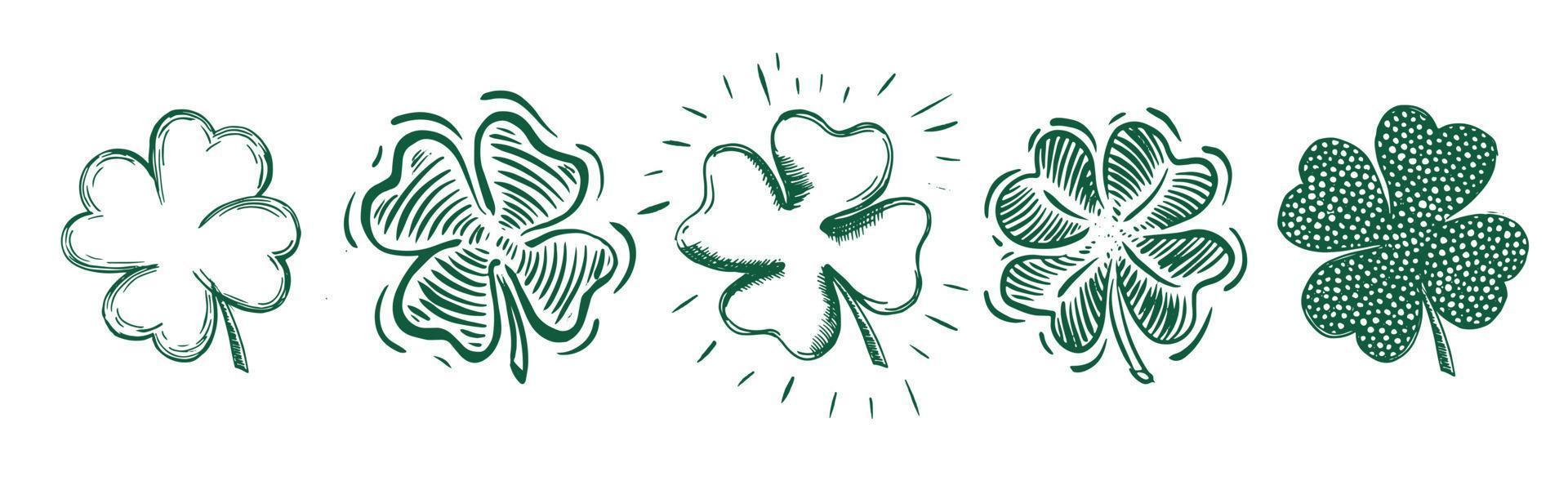 Clover set. Patrick's day. Hand drawn illustration. vector