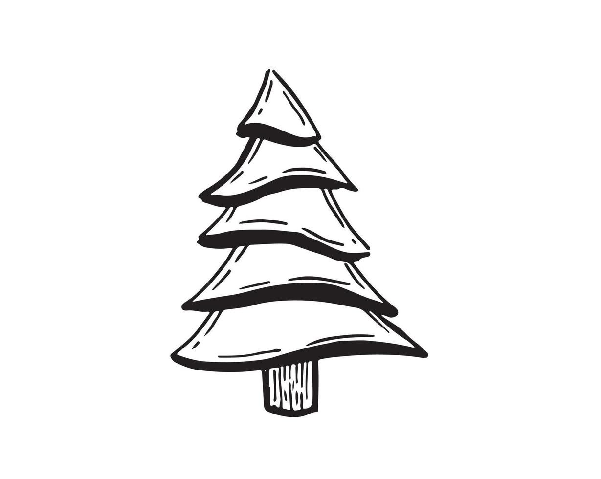 ilustraciones dibujadas a mano del árbol de navidad. vector. vector