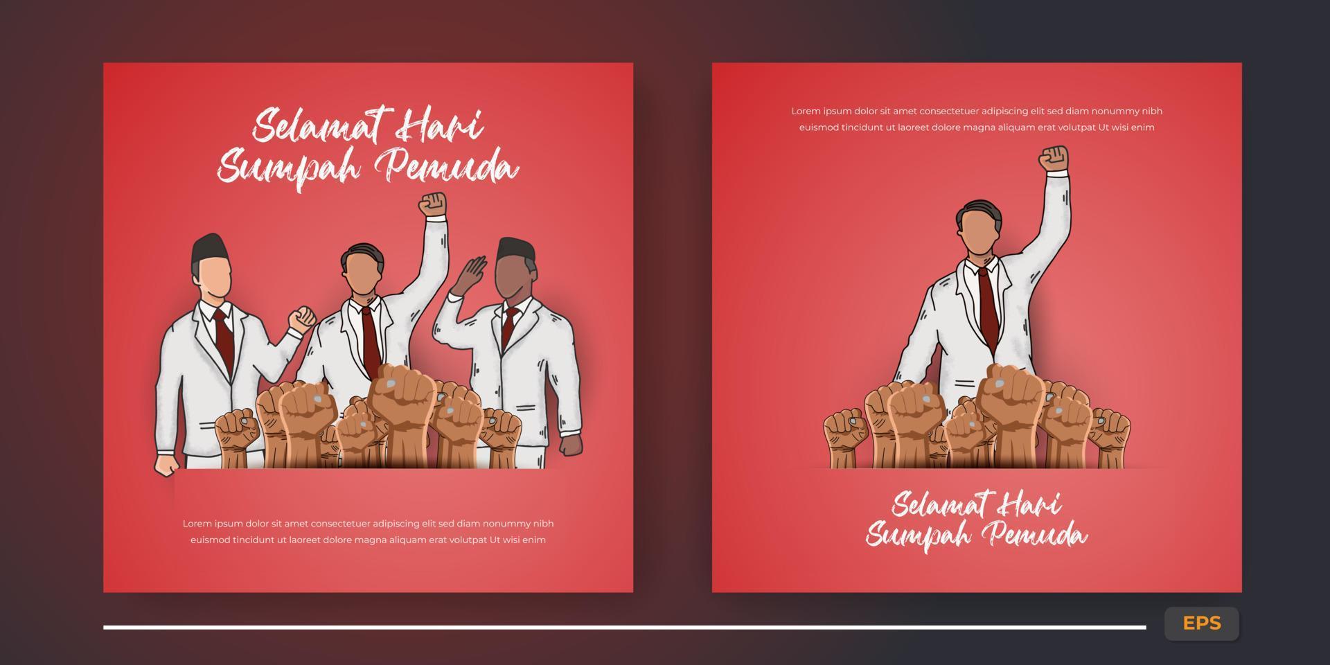 Sumpah pemuda youth pledge social media posts vector