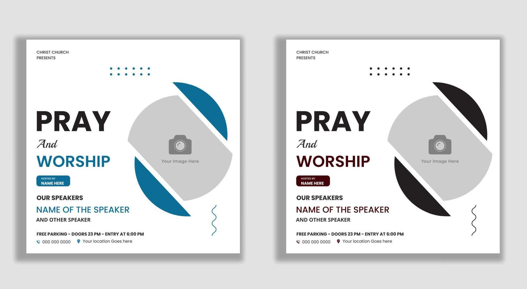 Church and worship conference flyer social media banner vector