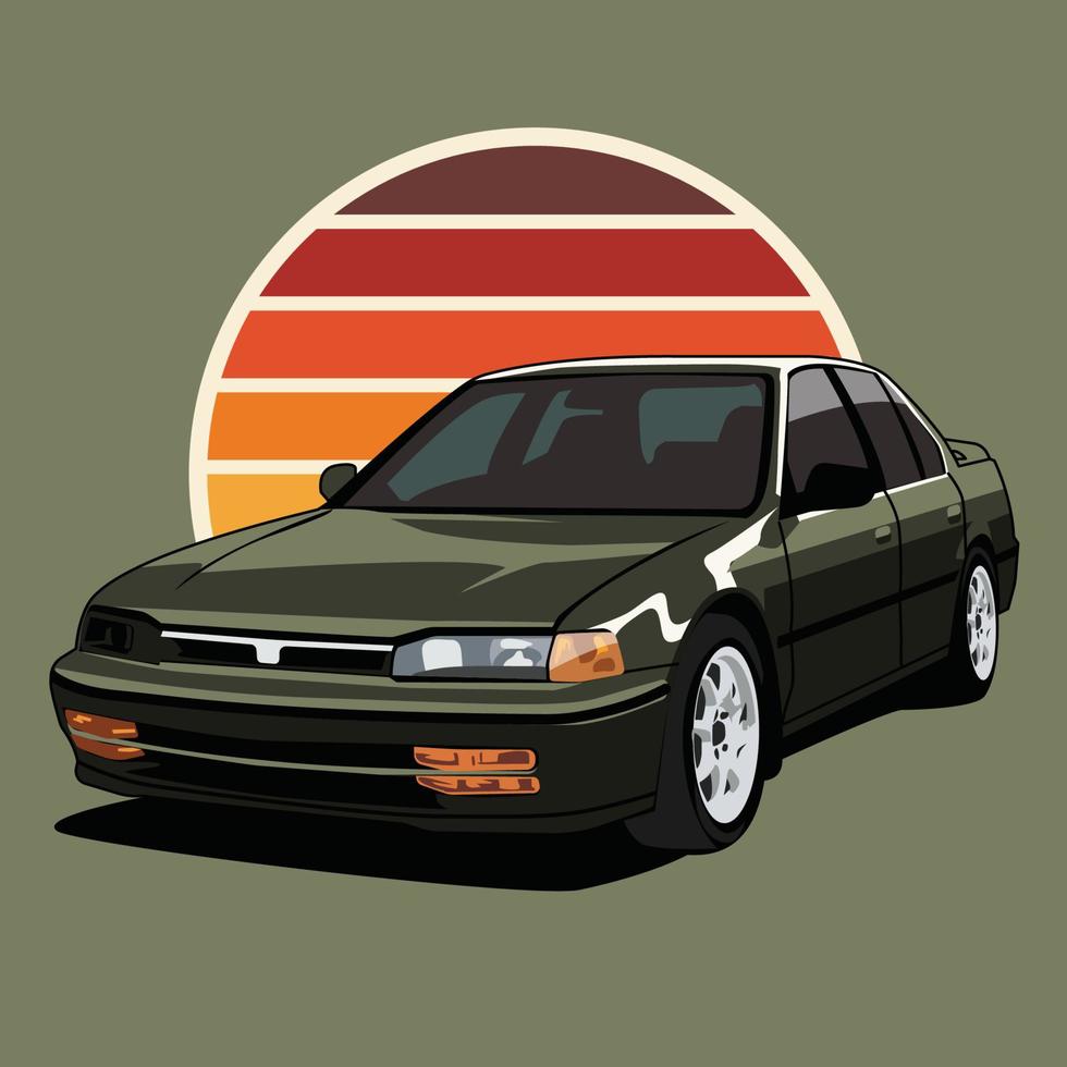 retro car flat illustration vector design