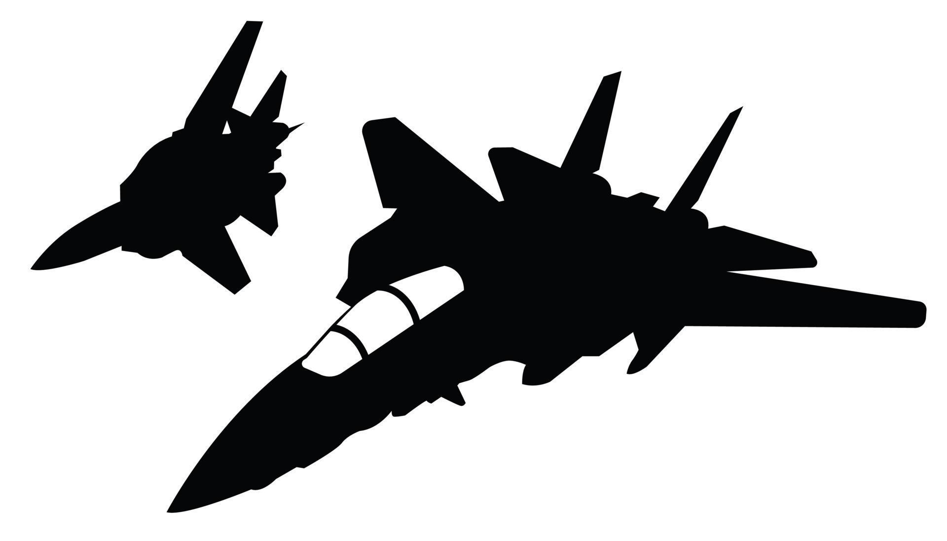F14 jet military jet fighter manuver silhuette vector design 13124718