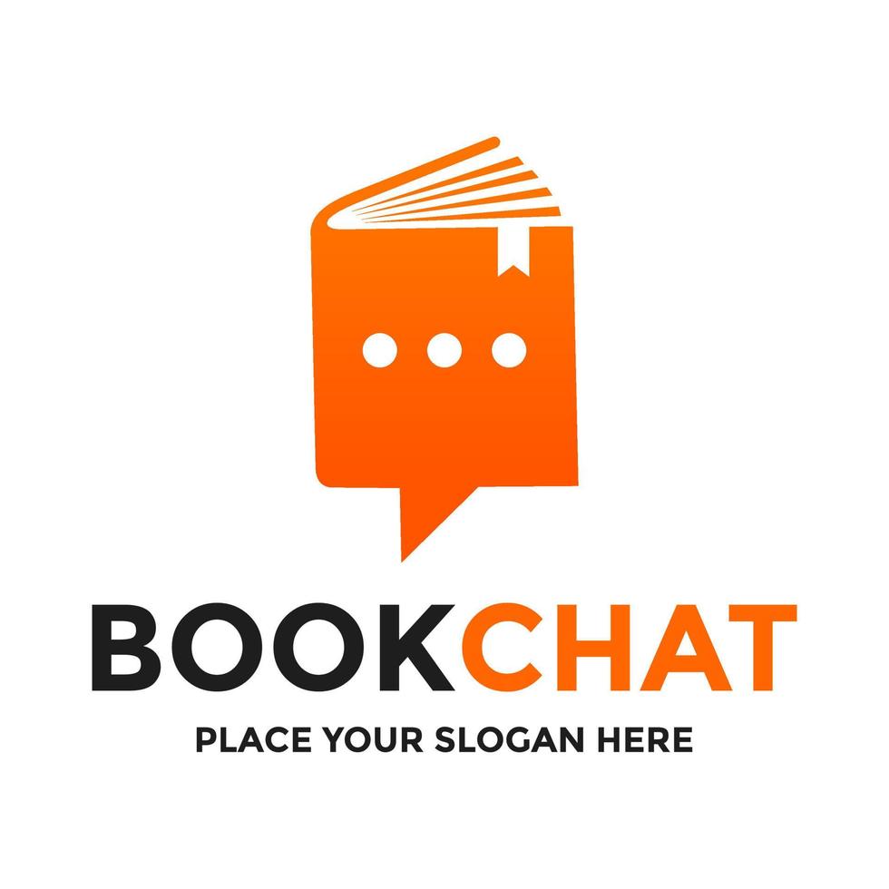 Book chat vector logo template. This design use discuss symbol. Suitable for talk or education.