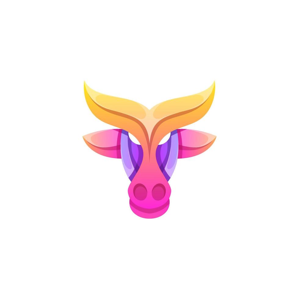 Vector logo illustration cow gradient colorful style