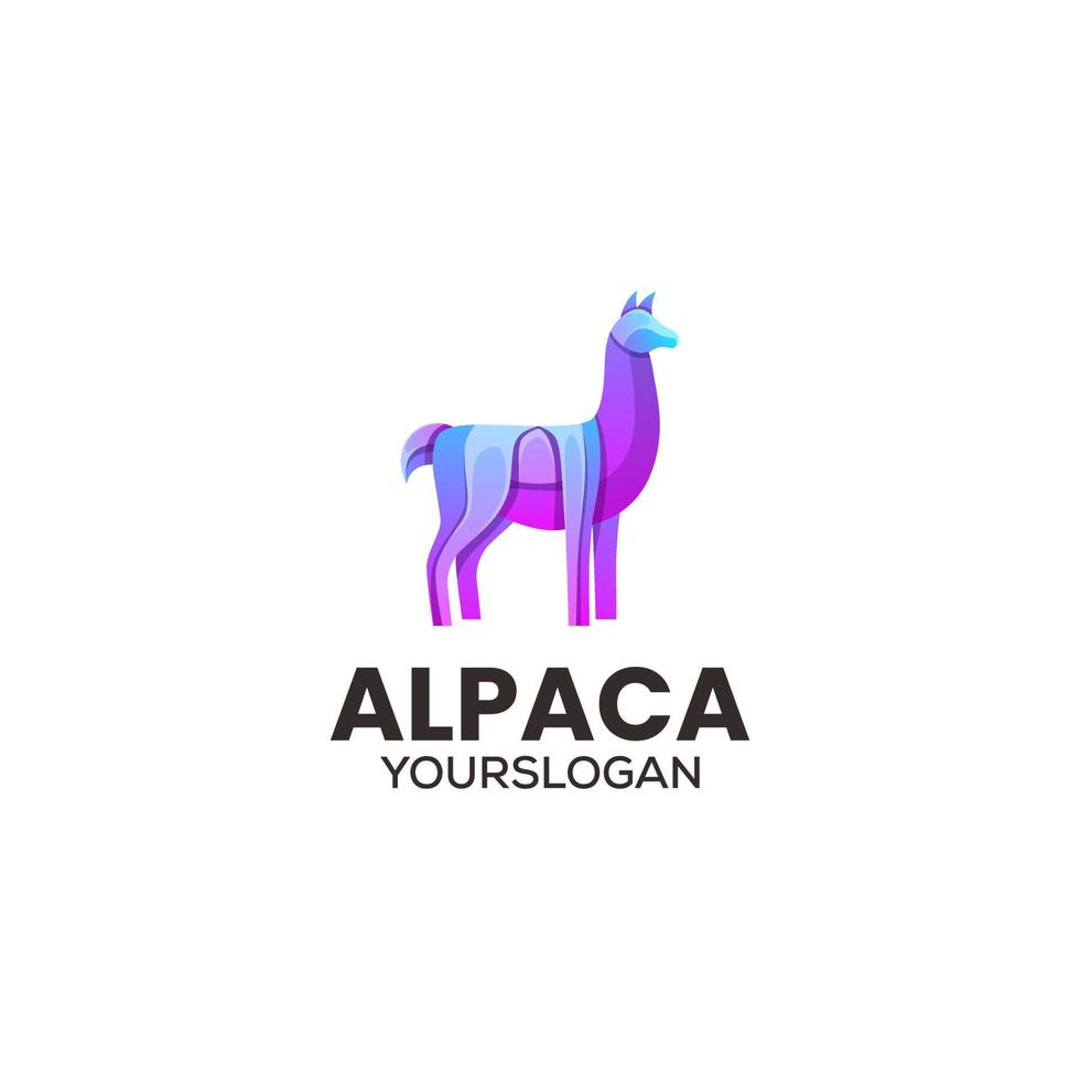 Vector logo illustration alpaca gradient colorful style