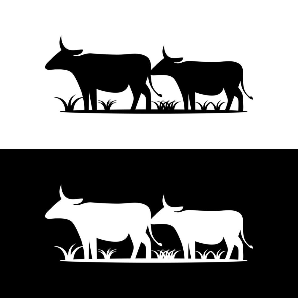 Silhouette style cow logo illustration vector