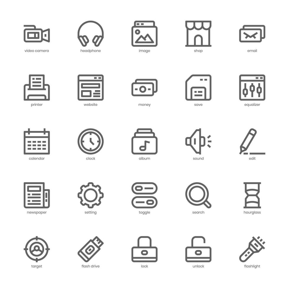 Essential Element icon pack for your website, mobile, presentation, and logo design. Essential Element icon outline design. Vector graphics illustration and editable stroke.