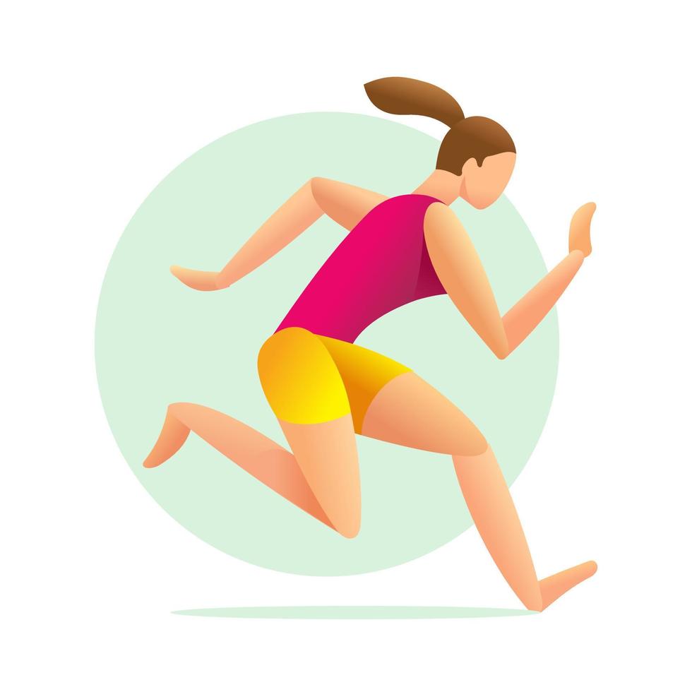 Runner girl. Sport jogging. Marathon race concept. Vector illustration in flat style