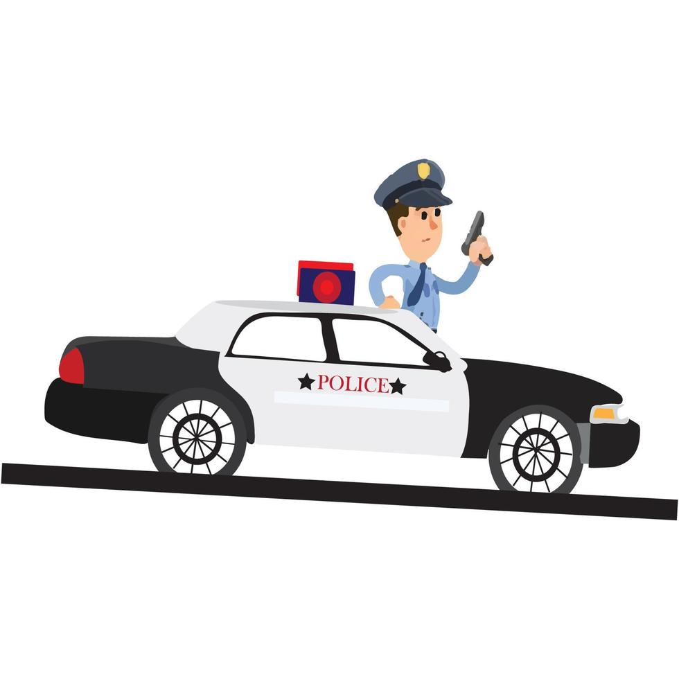 Cop-car with police. vector