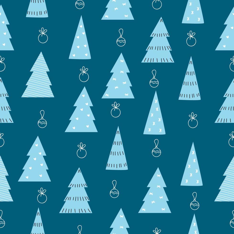 Christmas seamless pattern with decorative Christmas trees. New Year beautiful vector illustration.