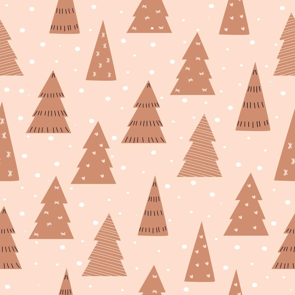 Christmas seamless pattern with decorative Christmas trees. New Year beautiful vector illustration.