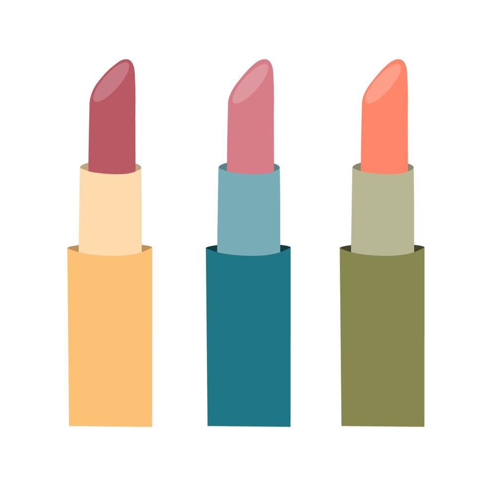 Lipstick set. Natural organic cosmetic product. Byuti tavar. Elements for icons. vector