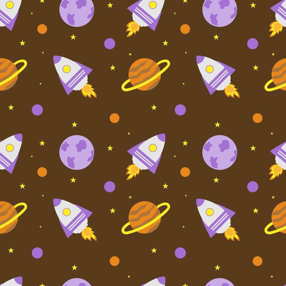 Space rocket and planets with stars on a brown background. Space exploration. vector