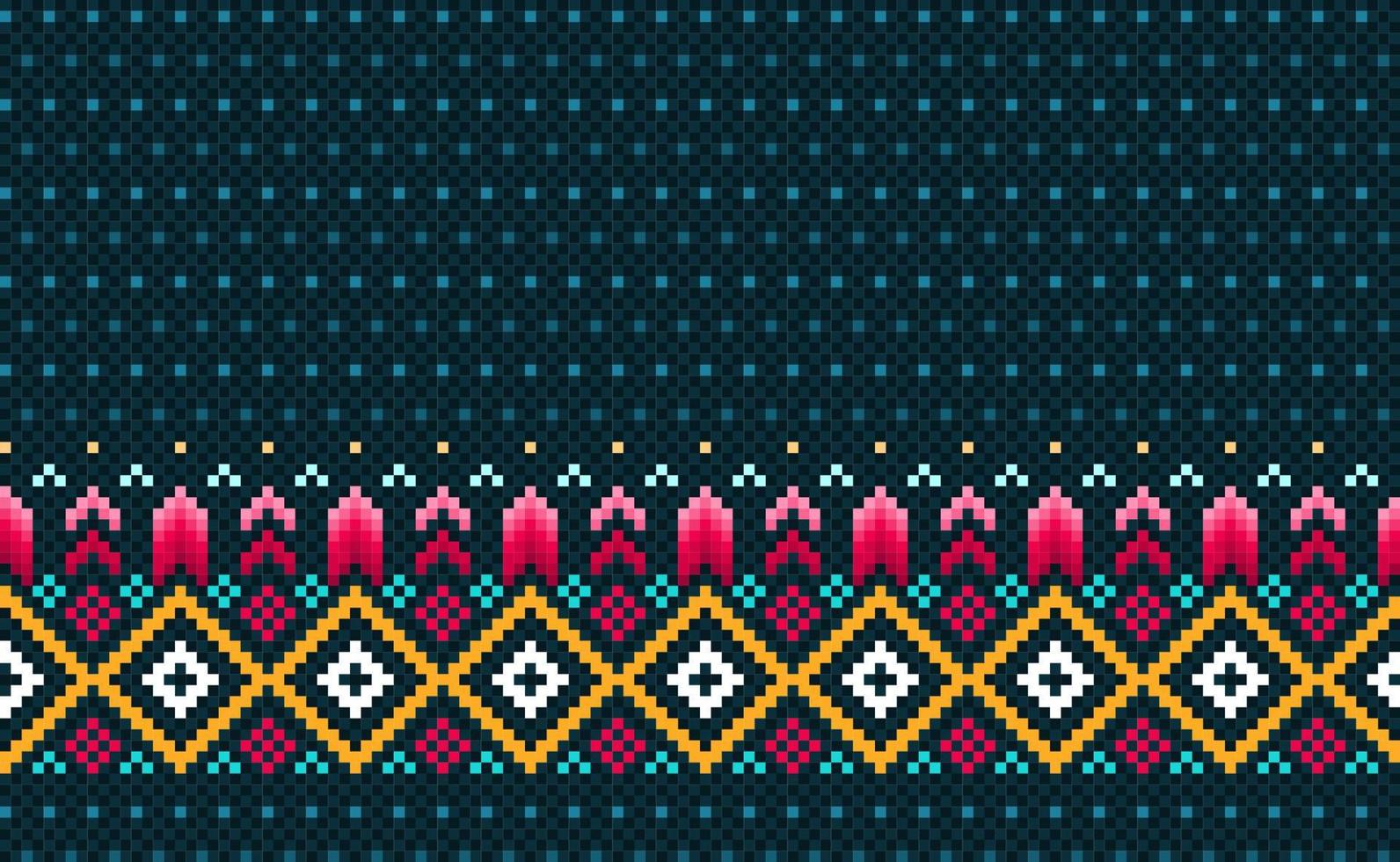 Embroidery ethnic pattern, Vector Geometric triangle background, Red and blue pattern zigzag traditional design
