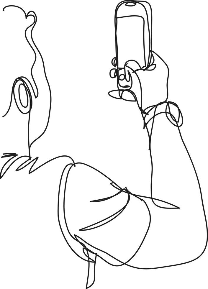 mobile user line drawing vector illustration.