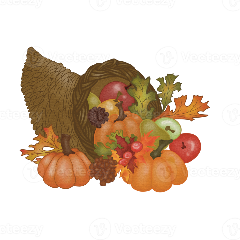 Thanksgiving Cornucopia in Watercolor png