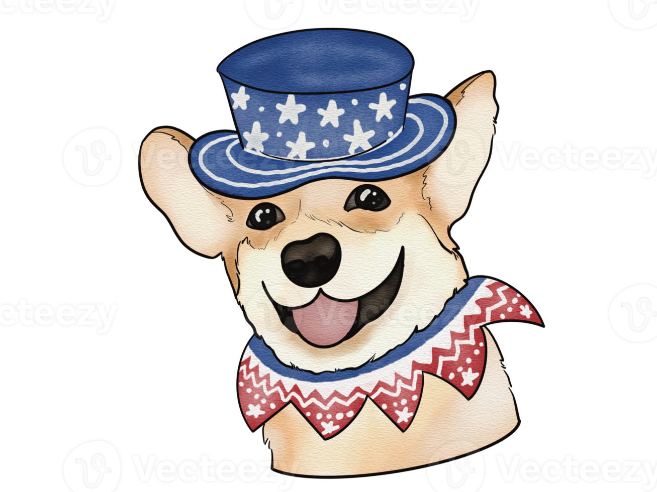 Gnome and puppy in watercolor for Fourth of July png