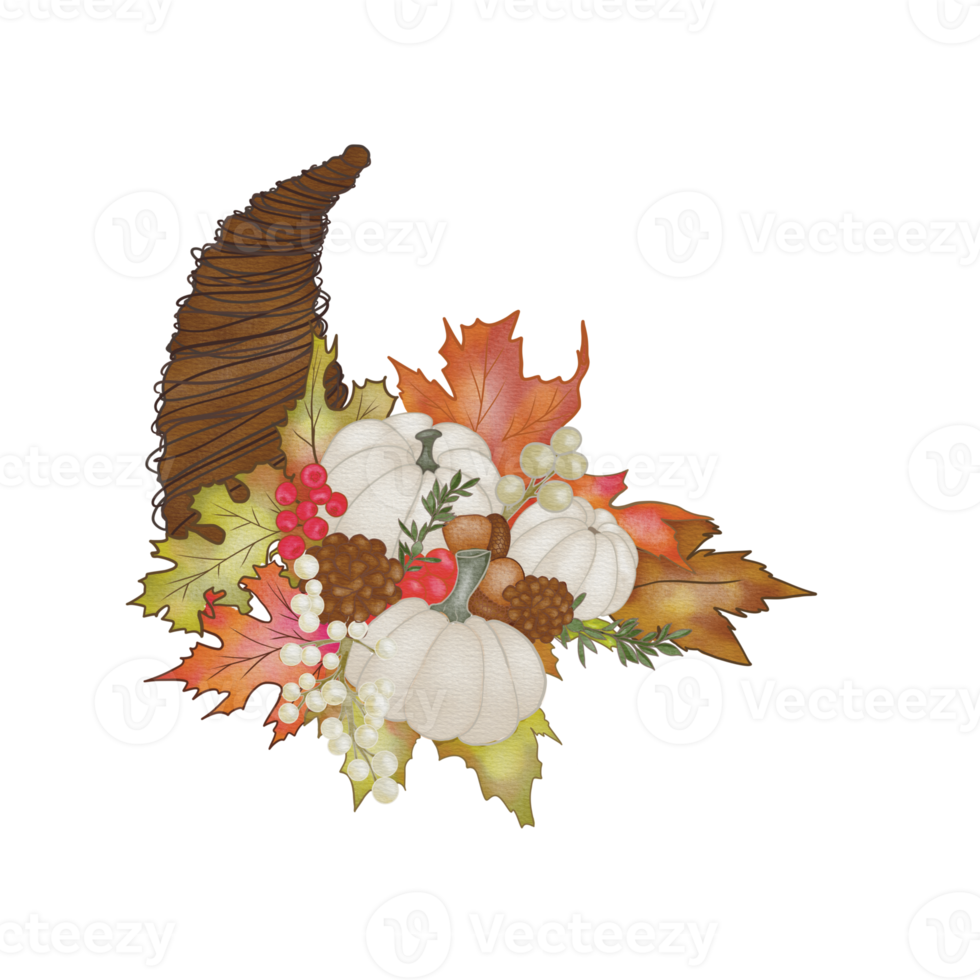 Thanksgiving Cornucopia in Watercolor png