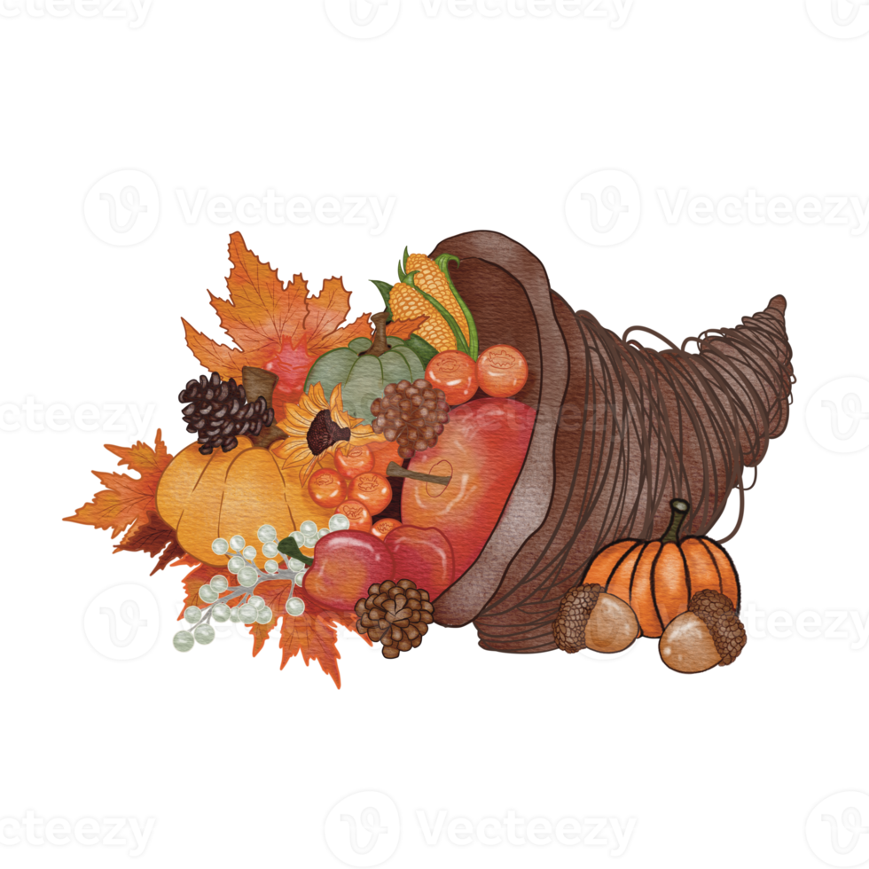 Thanksgiving Cornucopia in Watercolor png