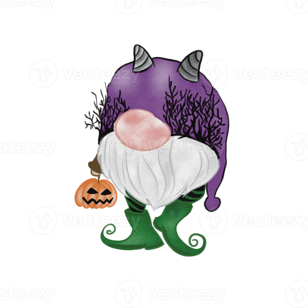 Halloween Gnome Watercolour Clipart png