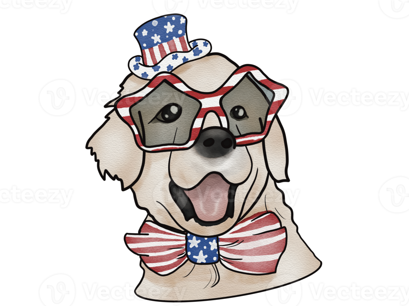 Gnome and puppy in watercolor for Fourth of July png
