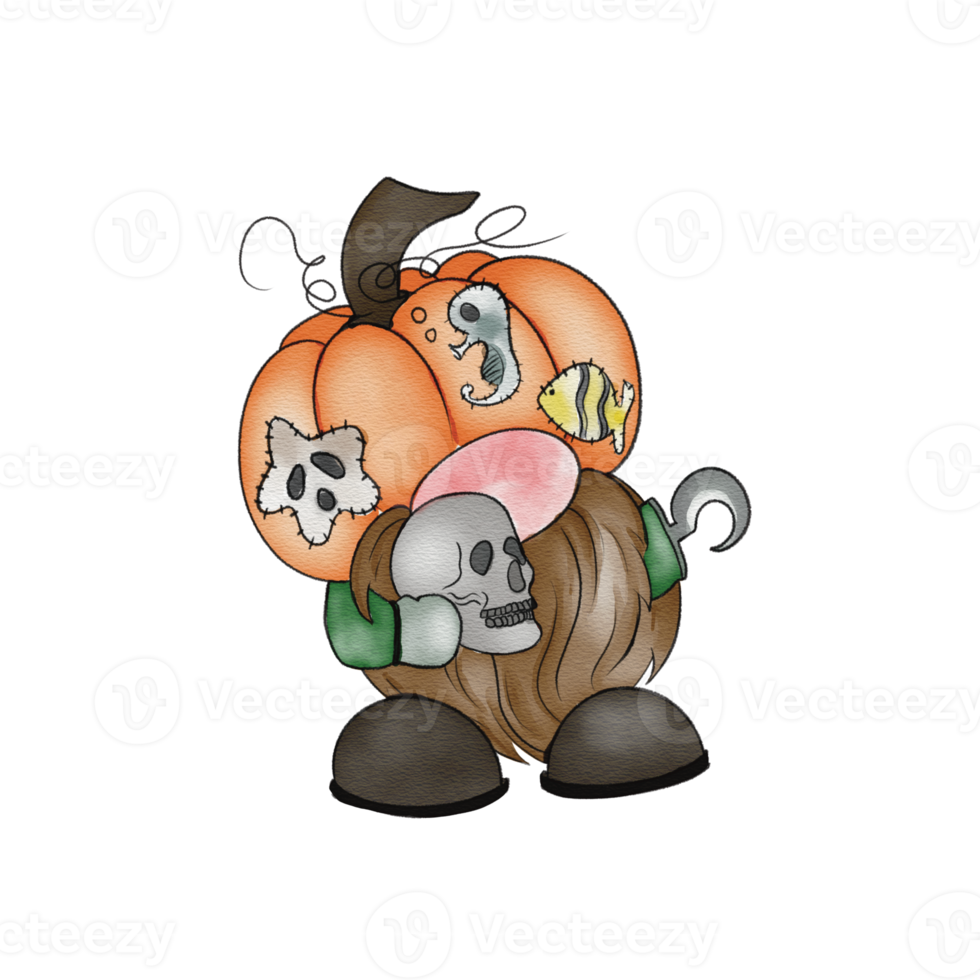 Halloween Gnome Watercolour Clipart png