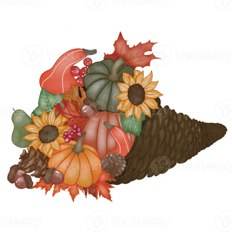 Thanksgiving Cornucopia in Watercolor png