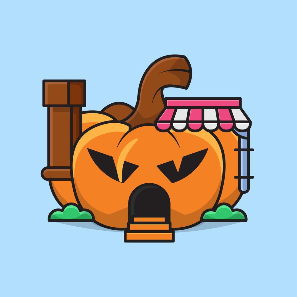 Illustration Vector Graphic of Pumpkin House Building