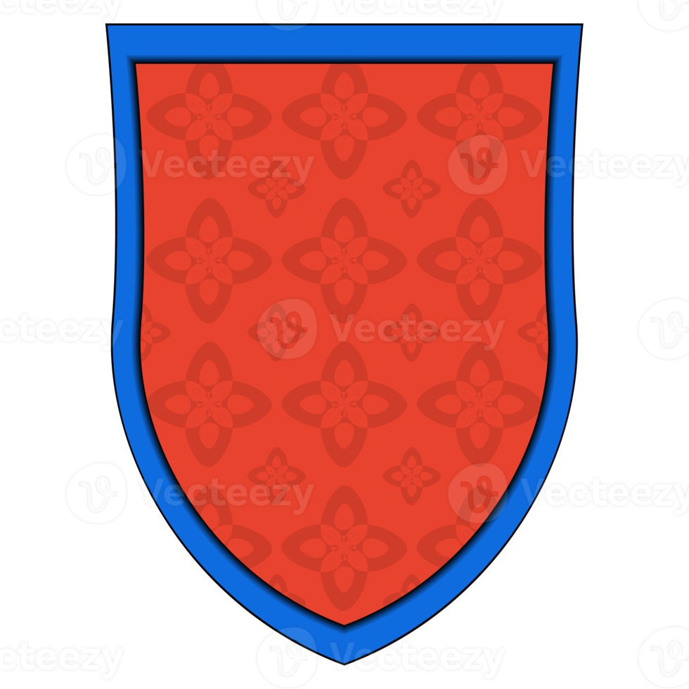 Heraldic shield in realistic style. Coat of arms. Classic royal emblem. Colorful illustration. png