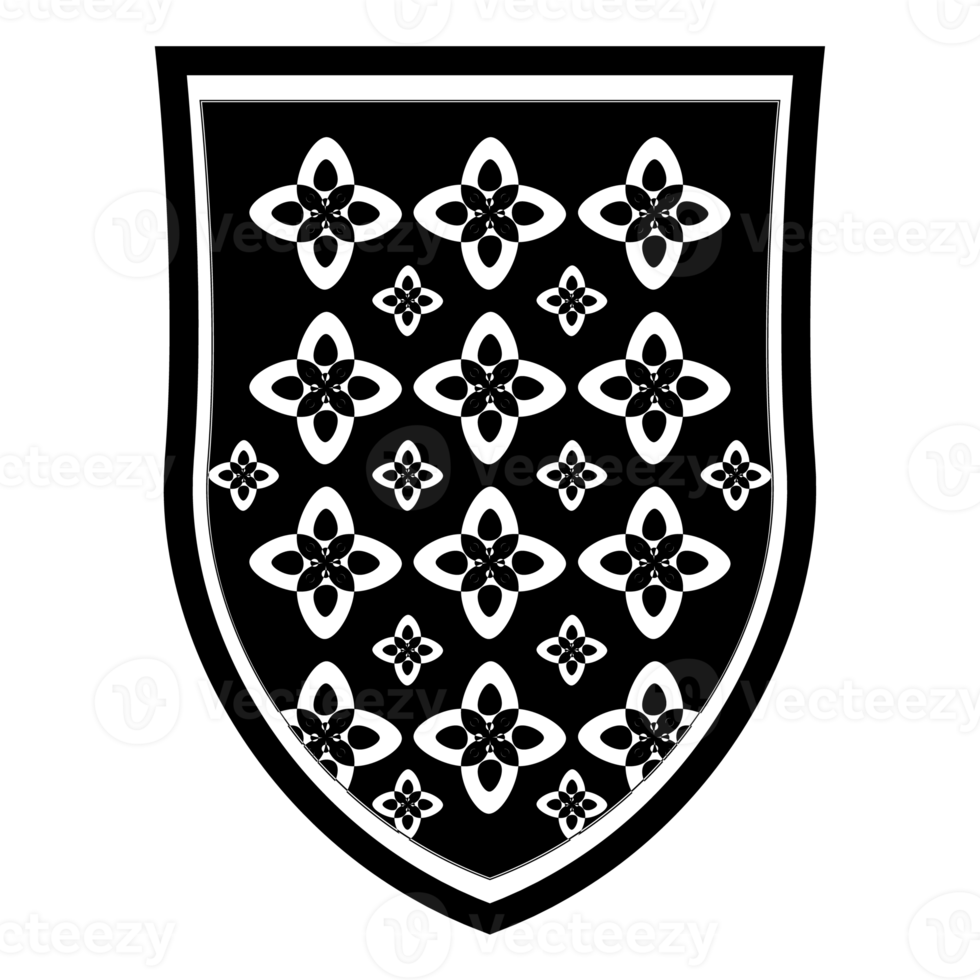 Heraldic shield in outline. Lineart PNG illustration of Coat of arms